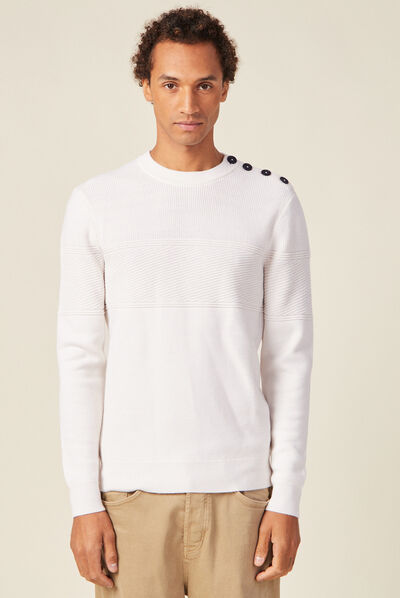 Pull manches longues ecru homme