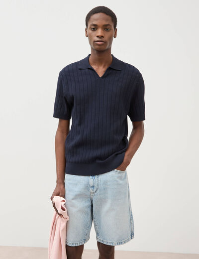 Polo manches courtes bleu marine homme