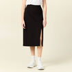 Jupe midi droite fendue noir femme