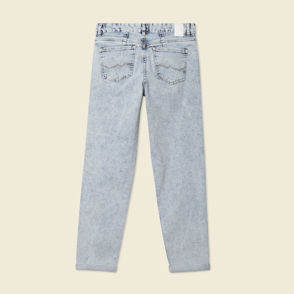 Jeans girlfriend 5 poches denim snow bleu femme