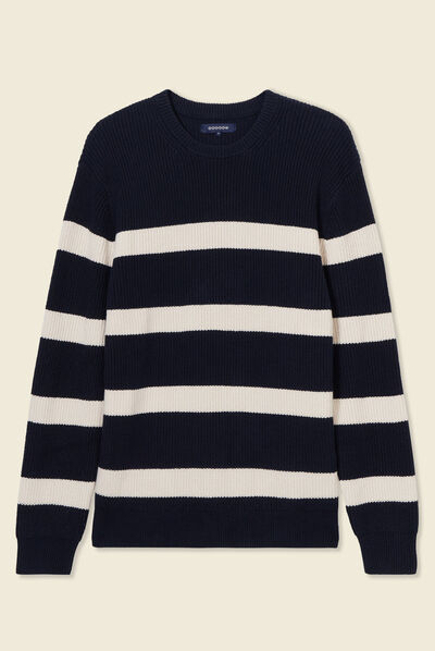 Pull manches longues bleu foncé homme