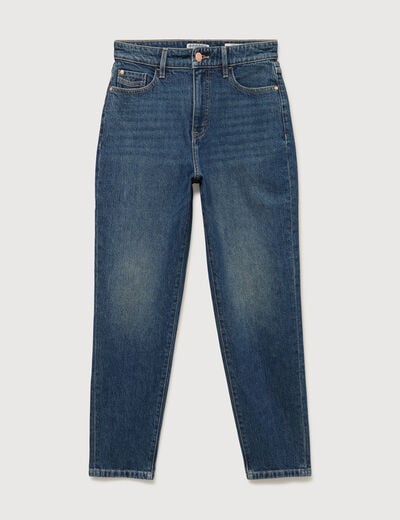 Jeans mom 7/8&egrave;me bleu femme