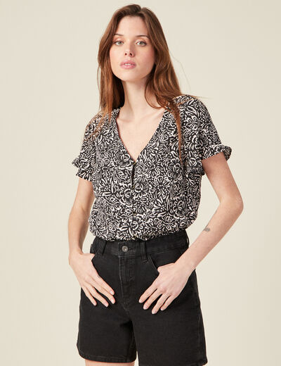 Chemise manches courtes noir femme
