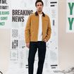 Veste zippée col velours camel homme