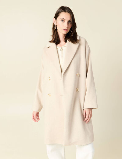 Manteau long oversize creme femme