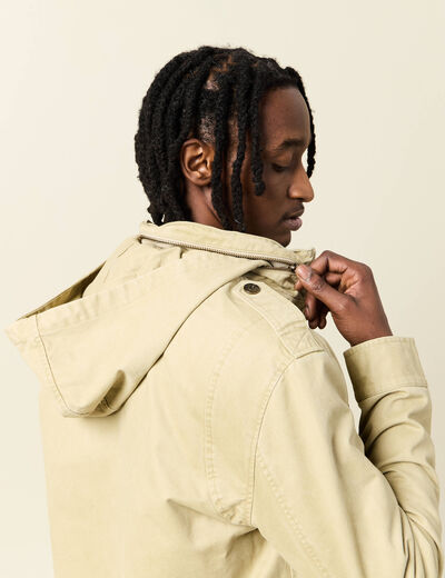 Blouson style biker zippé beige homme