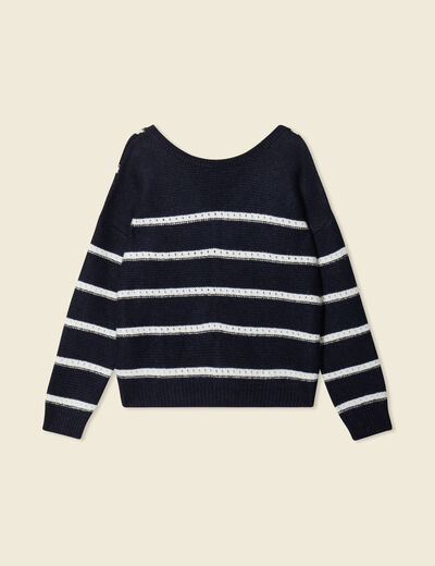 Pull manches longues bleu marine femme