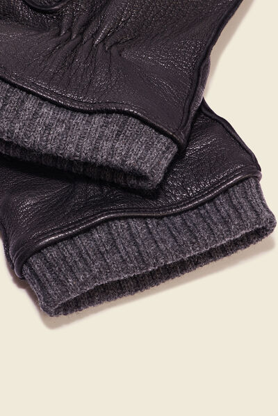 Gants en cuir noir homme