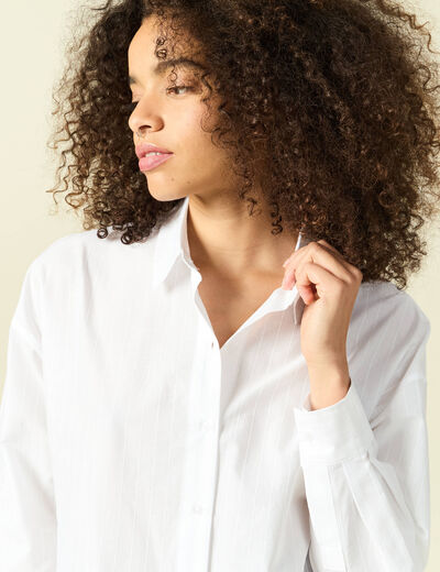 Chemise oversize en coton ecru femme