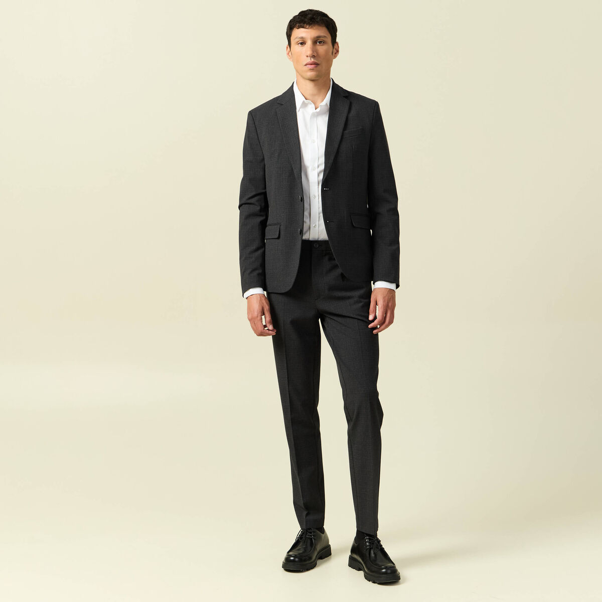 Pantalon chino droit longueur 32 noir homme