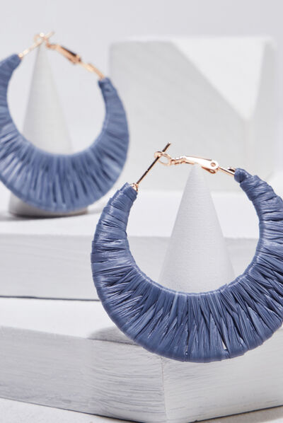 Boucles d'oreilles créoles bleu marine femme