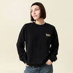 Sweat col rond manches longues en coton noir femme