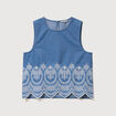 Top en jeans sans manches col rond bleu clair femme