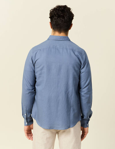 Chemise manches longues bleu foncé homme