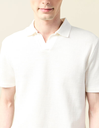 Polo manches courtes en coton ecru homme