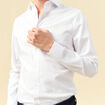 Chemise cintr&eacute;e en coton manches longues blanc homme