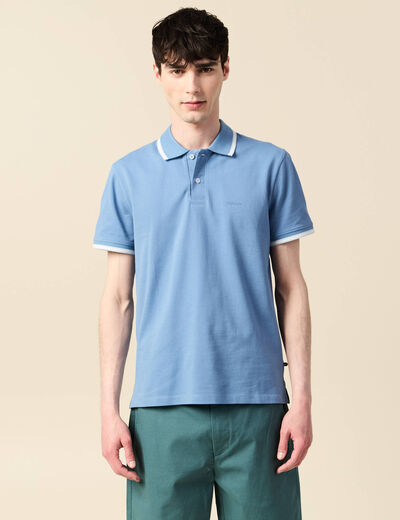 Polo éco-responsable bleu gris homme