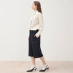 Bermuda large taille haute bleu marine femme