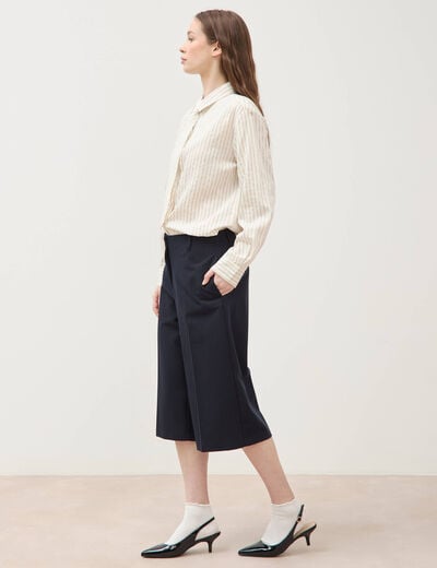 Bermuda large taille haute bleu marine femme