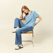 Chemise manches courtes bleu clair femme
