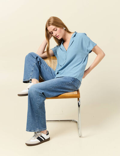 Chemise manches courtes bleu clair femme