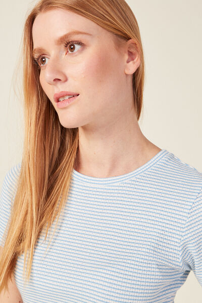 T-shirt manches courtes bleu clair femme