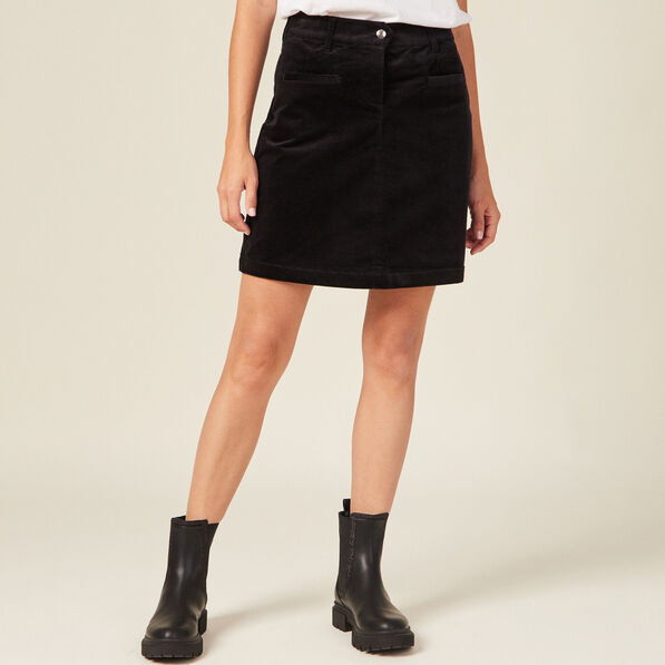 Jupe moulante velours noir femme