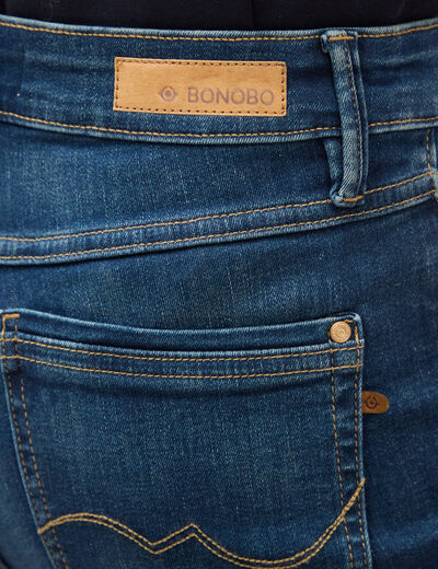 Jeans slim taille haute denim brut femme