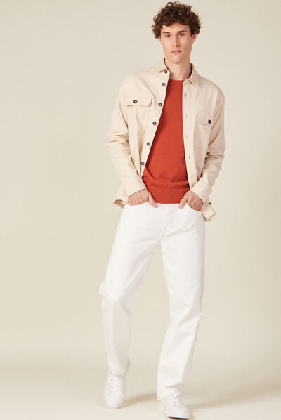 Surchemise manches longues beige homme