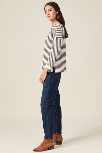T-shirt manches longues bleu foncé femme