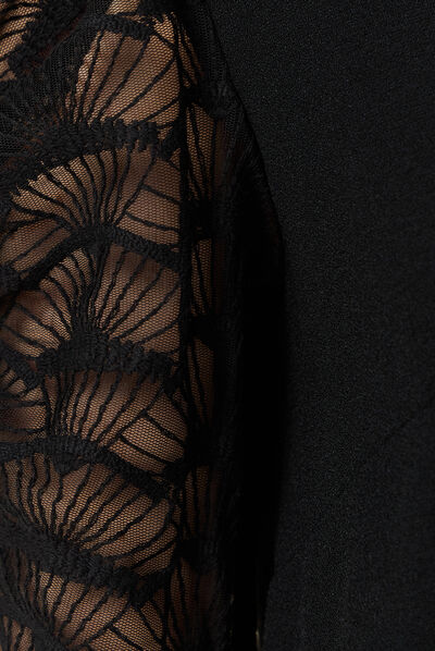 Robe droite manches 3/4 noir femme