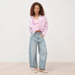 D&eacute;bardeur col v bretelles dentelle rose clair femme
