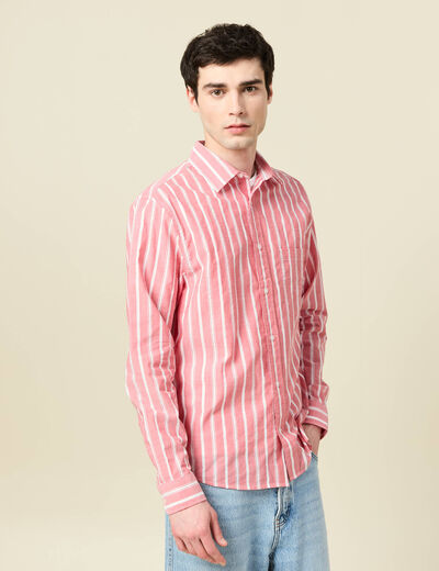 Chemise boyfriend en coton rouge corail homme