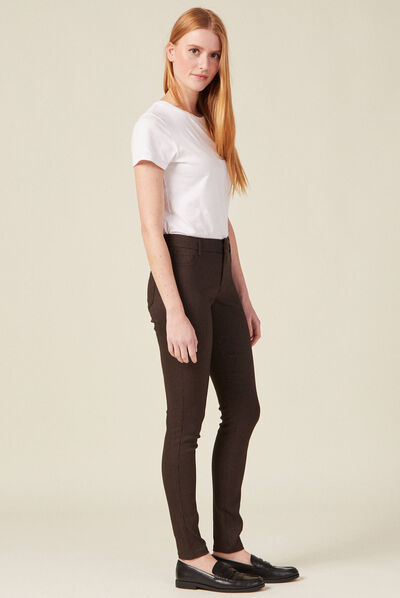 Pantalon skinny marron femme