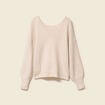 Pull ajour&eacute; col V manches longues creme femme
