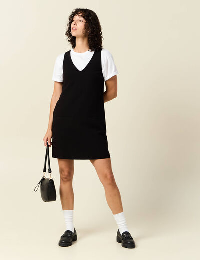 Robe chasuble trapèze noir femme