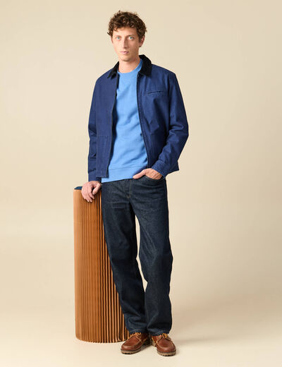 Sweat manches longues en coton bleu violet homme
