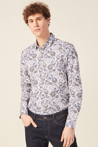 Chemise à manches longues blanc homme