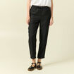 Pantalon taille haute en jeans gris fonc&eacute; femme