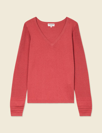Pull à manches longues rose framboise femme
