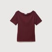 T-shirt ajust&eacute; manches courtes bordeaux femme