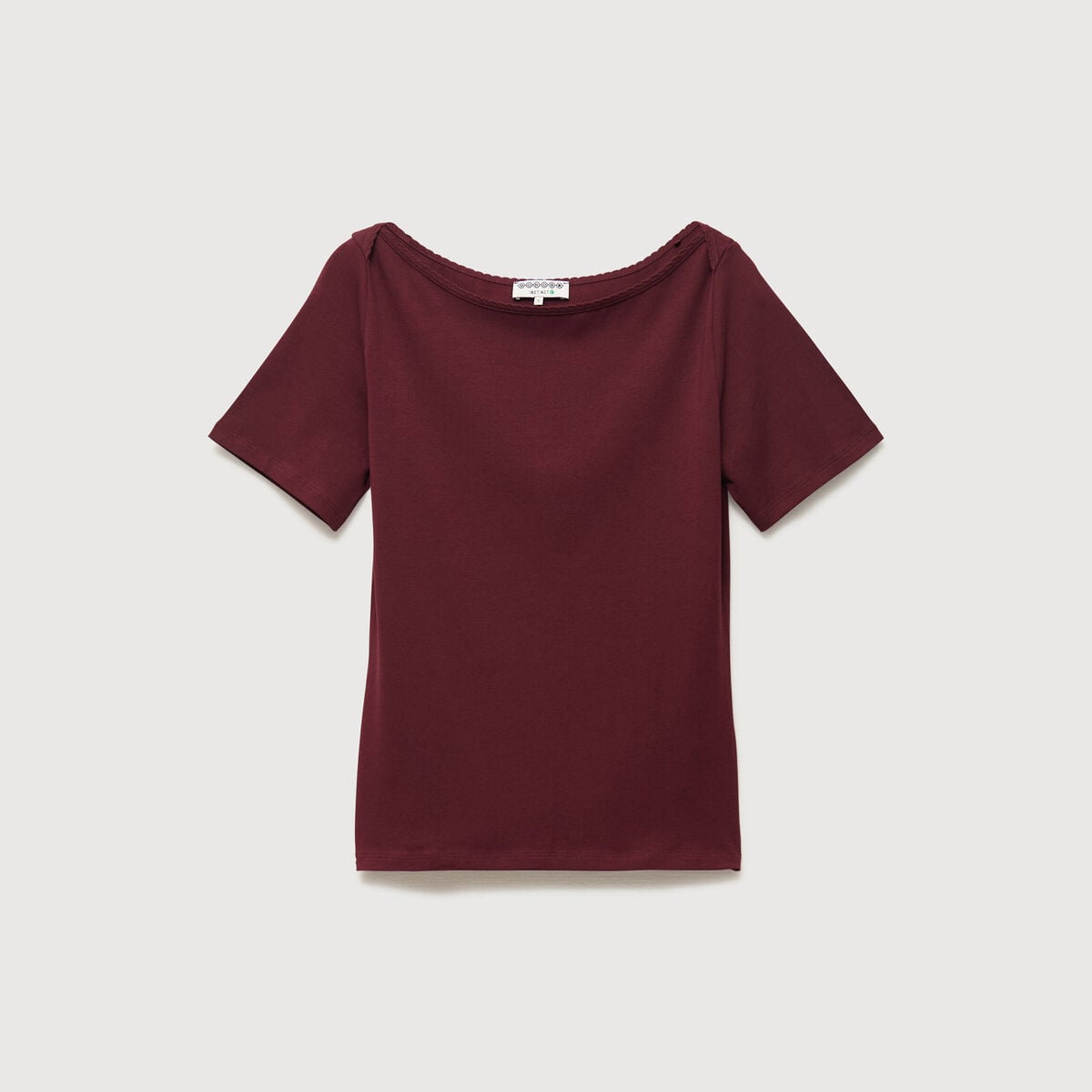 T-shirt ajust&eacute; manches courtes bordeaux femme