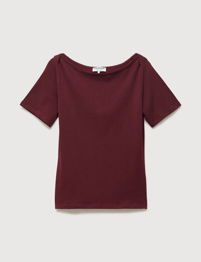 T-shirt ajust&eacute; manches courtes bordeaux femme
