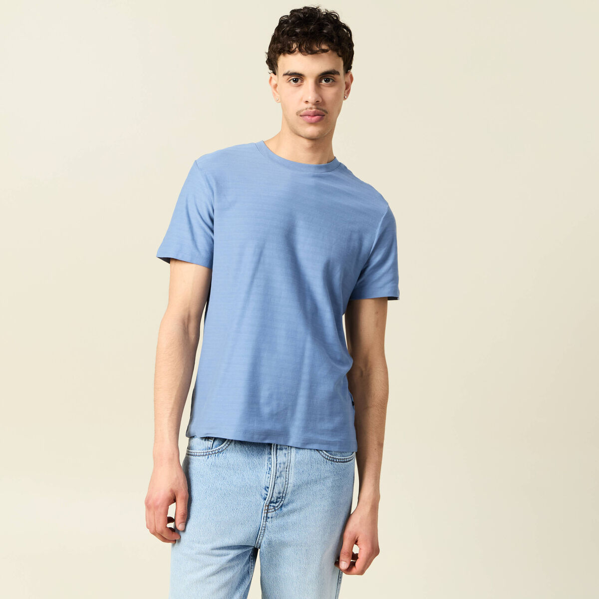 T-shirt manches courtes bleu gris homme