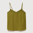 Caraco col v bretelles brod&eacute; vert kaki femme