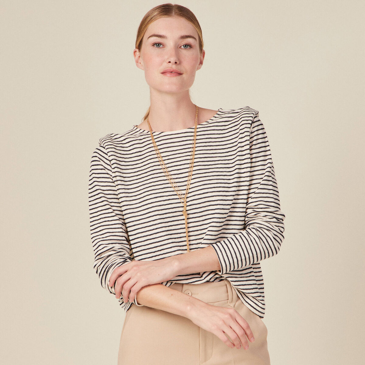 T-shirt manches longues ecru femme