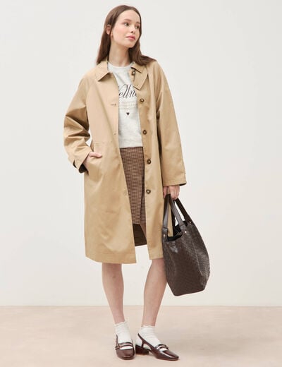 Trench long oversize r&eacute;versible beige femme