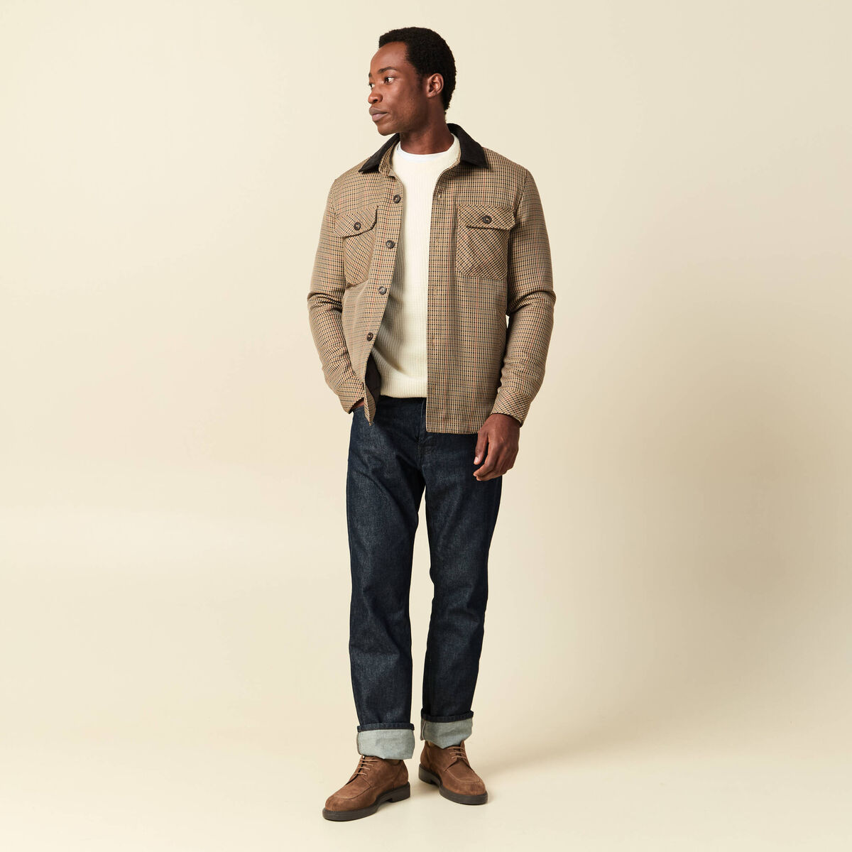 Pull manches longues fabriqu&eacute; en France ecru homme