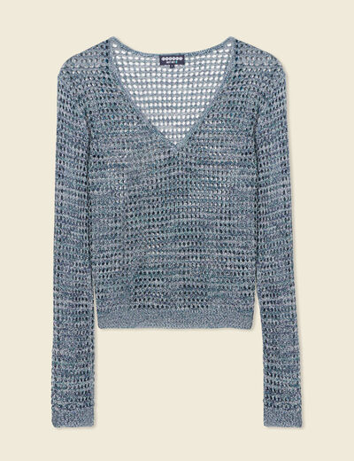 Pull éco-responsable bleu pétrole femme