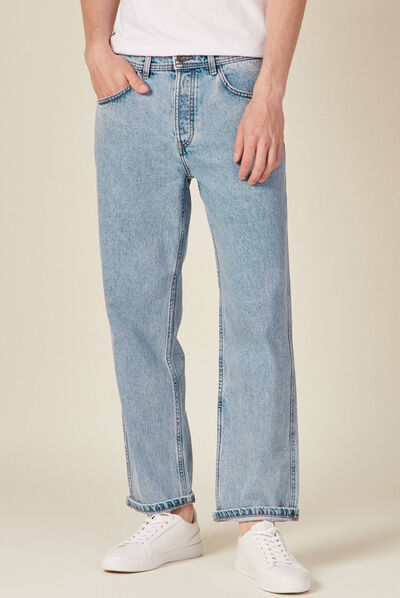 Jeans relaxed 5 poches denim bleach homme